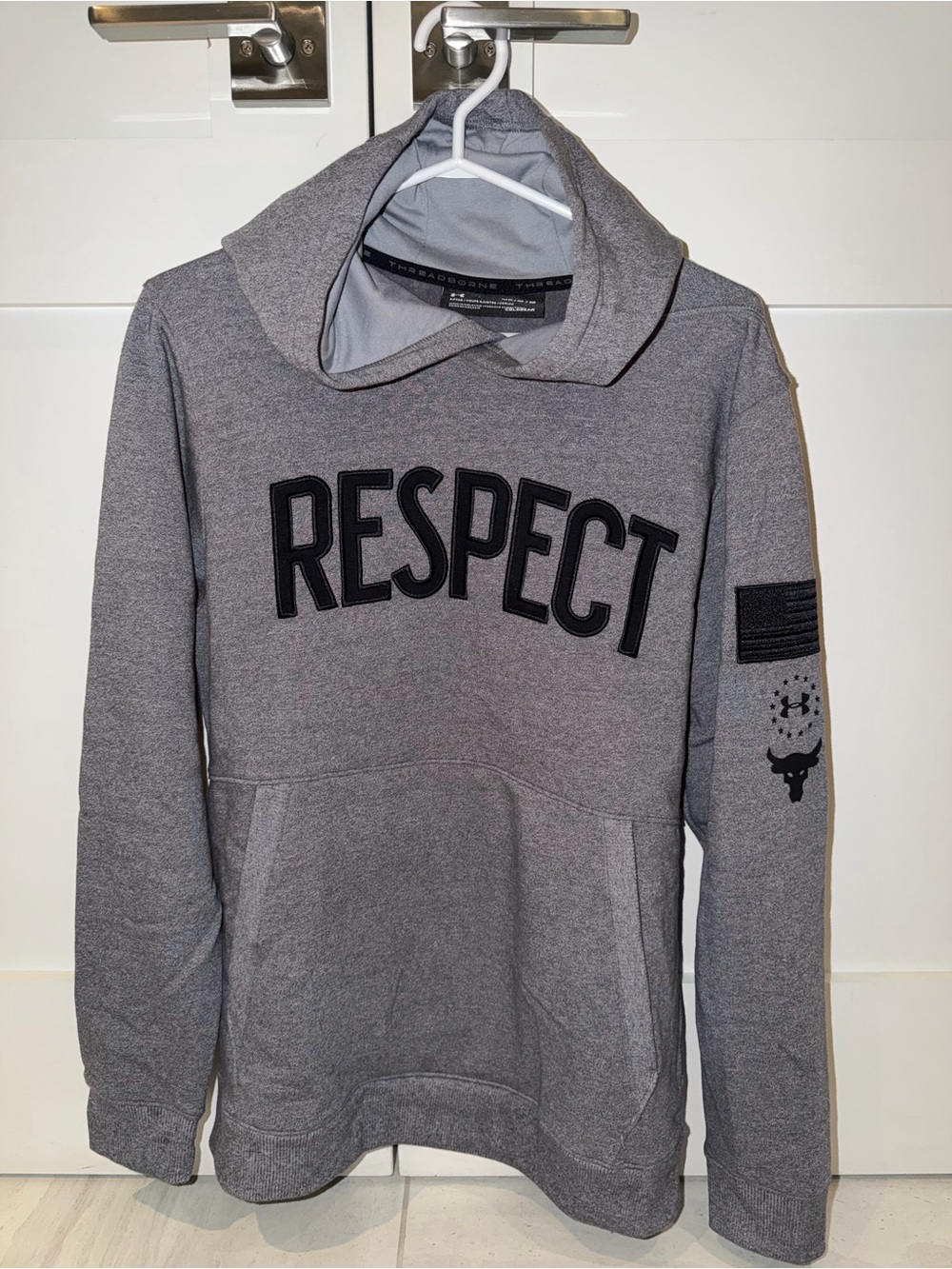 Under Armour’s RESPECT Unisex Gray Crewneck Hoodie